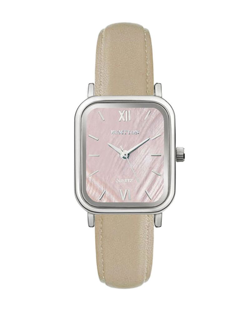 ブルー マザー オブ パール ベージュ レザー バンド ウォッチ ハーバー ゴールド