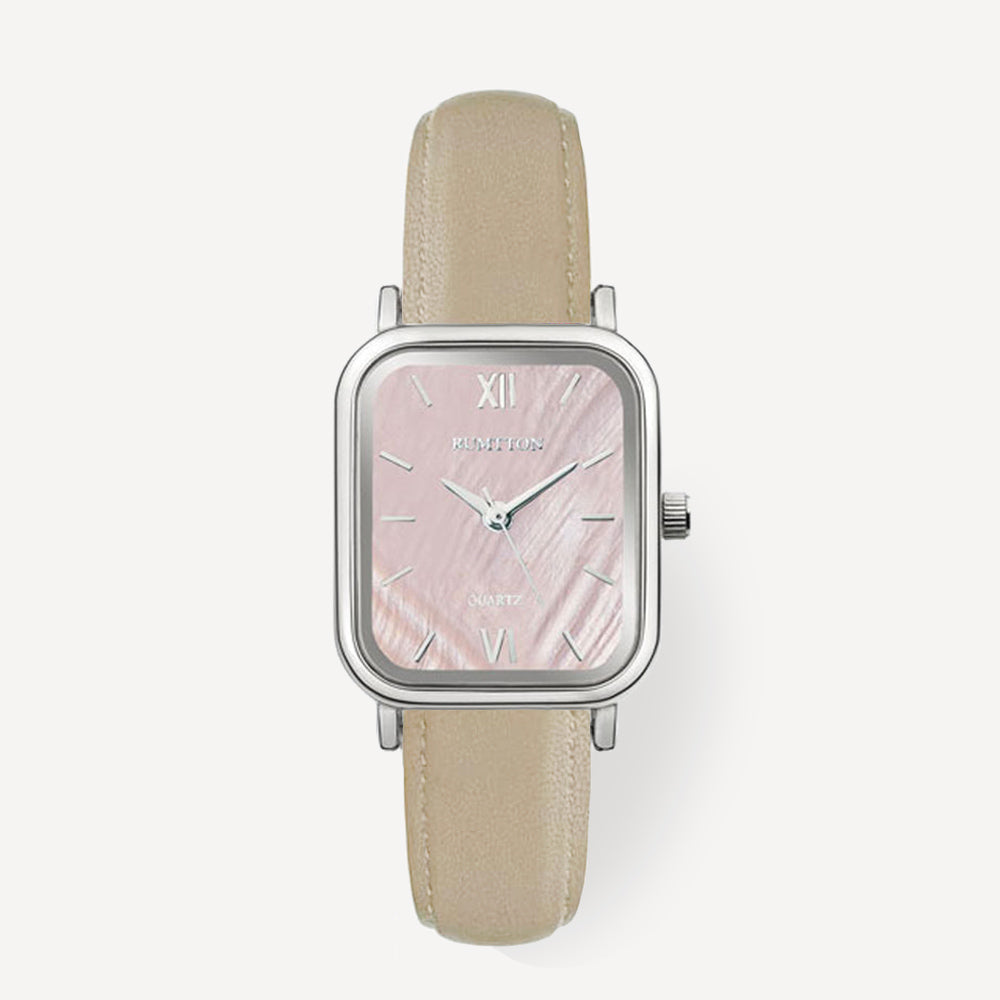 ブルー マザー オブ パール ベージュ レザー バンド ウォッチ ハーバー ゴールド