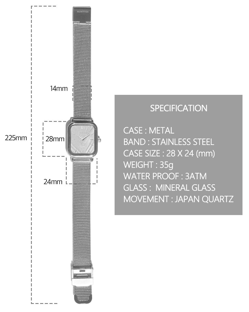 シェルピンク真珠の母メッシュバンド腕時計Harborシルバー