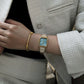 Blue Mother of pearl beige Leather band watch Harbor Gold