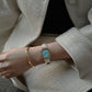 Blue Mother of pearl beige Leather band watch Harbor Gold