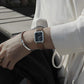 นาฬิกาสายหนังสีน้ำตาลมุกสีดำ Harbor Silver