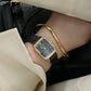 Black Mother of pearl black Leather band watch Harbor Gold