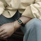 Black Mother of pearl black Leather band watch Harbor Gold