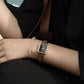 Black Mother of pearl brown Leather band watch Harbor Gold