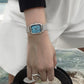Reloj de mujer con correa de malla de nácar azul Harbor Silver