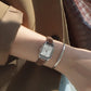 White Mother of pearl brown Leather band watch Harbor Silver