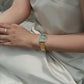 Reloj de mujer con correa de malla de nácar azul Harbor Gold