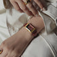 Leather band Squre shape watch Grid Bugundy Gold