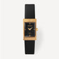 Leather band Squre shape watch Grid Black Gold