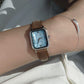Blue Mother of pearl brown Leather band watch Harbor Silver