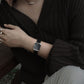 Black Mother of pearl black Leather band watch Harbor Silver