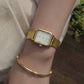 White Mother of pearl Women's Mesh band watch Harbor Gold