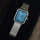 Blue Mother of pearl women's Mesh band watch Harbor Silver