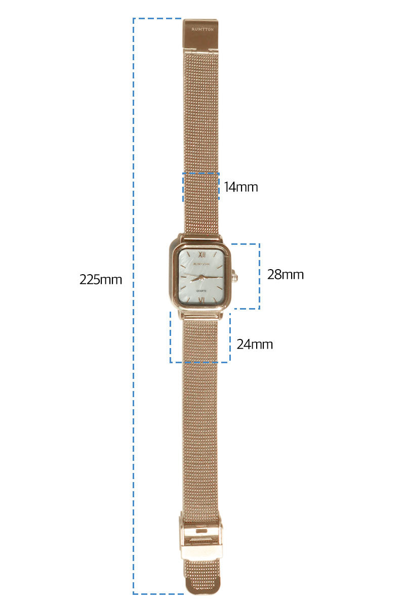 RUMTTON White Mother of pearl Women's Mesh band watch Rose Gold