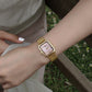 Reloj de mujer con correa de malla de nácar rosa concha Harbor Gold