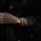 นาฬิกาสายหนังสีน้ำตาลสำหรับผู้หญิง Crystal deco ทรงกลม Bloom Gold
