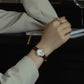 นาฬิกาข้อมือผู้หญิงสายหนังสีน้ำตาล Crystal deco รุ่น Bloom Silver