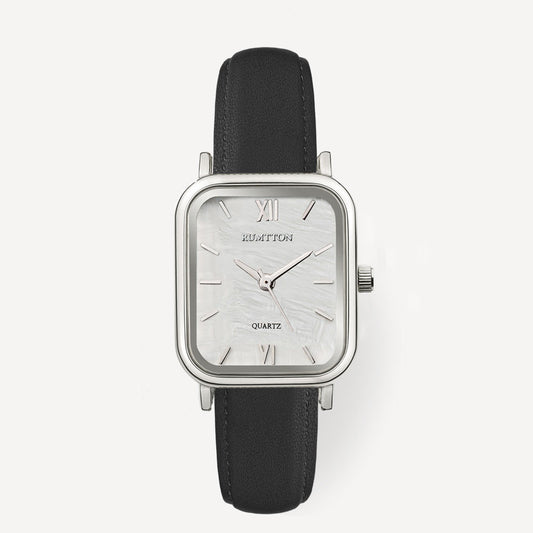 นาฬิกาสายหนังสีดำมุกแท้ Harbor Silver